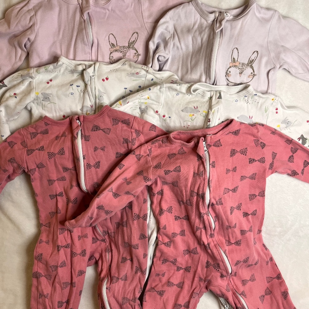 Guisby Baby Footed Pajamas with Mitten Cuffs bundle